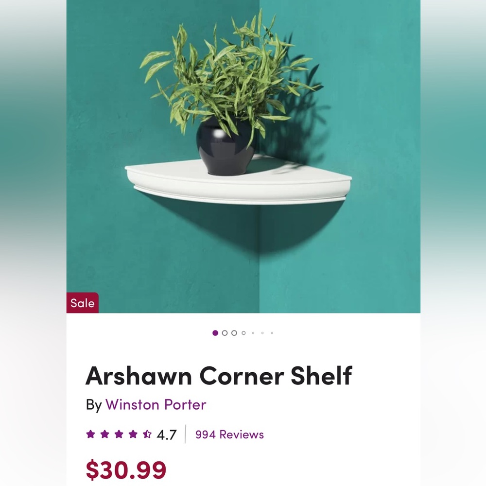 Arshawn Corner Shelf by Winston Porter in White